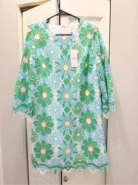NWT LILLY PULITZER JOURI LACE DRESS SIZE 6 PUTTING GREEN SUNSHINE TILE LACE